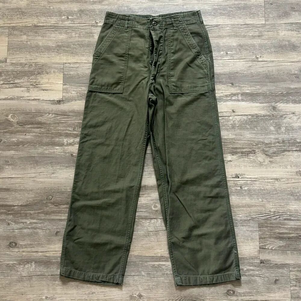 Vintage 70’s Men's Olive Cargo Pants - Classic Utility Style OG107 size 30x29